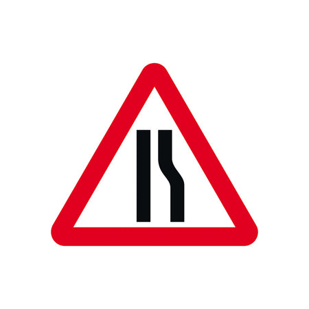 600mm tri. Dibond 'Road Narrows Right' Road Sign (without channel)