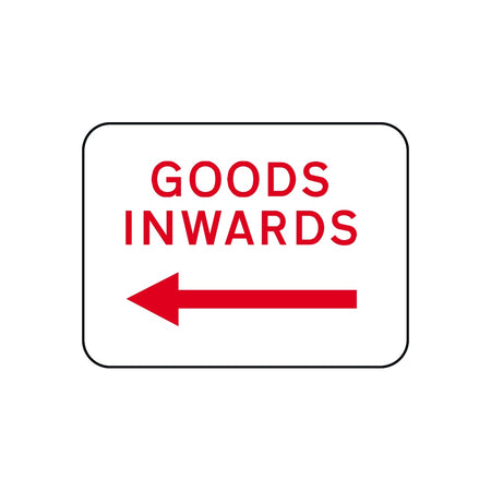600 x 450mm Dibond 'Goods Inwards Arrow Left' Road Sign (without channel)
