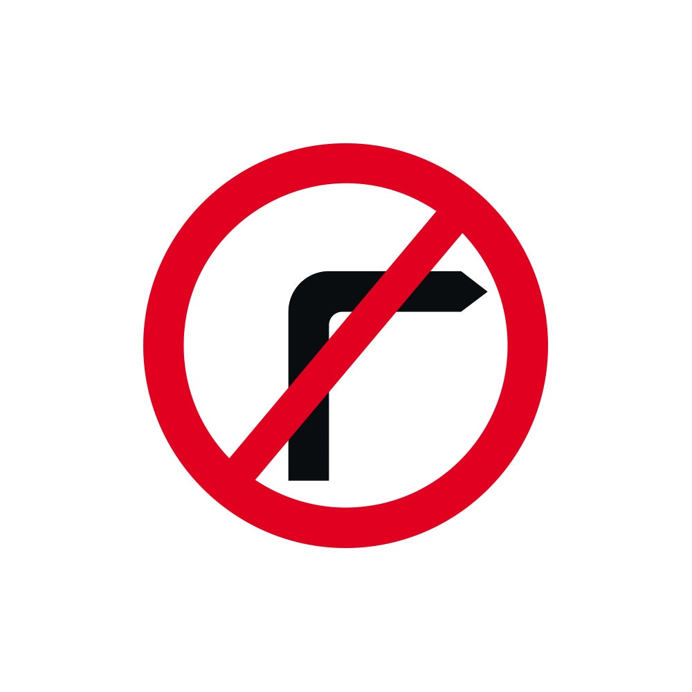 450mm dia. Dibond 'No Right Turn' Road Sign (without channel)