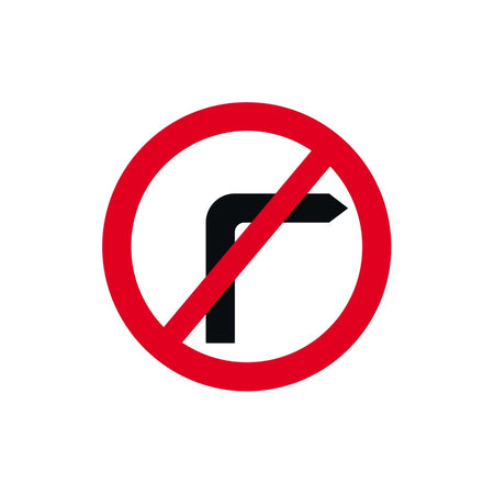 450mm dia. Dibond 'No Right Turn' Road Sign (without channel)