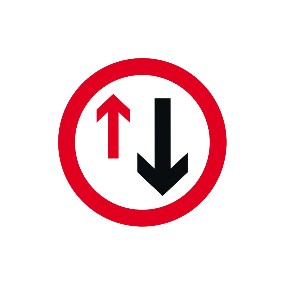 450mm dia. Dibond 'Give Way to Oncoming Traffic' Road Sign (without channel)