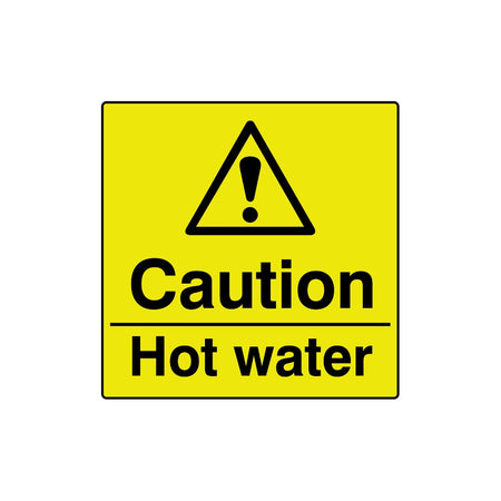Caution hot water - Labels (50 x 50mm Roll of 500)