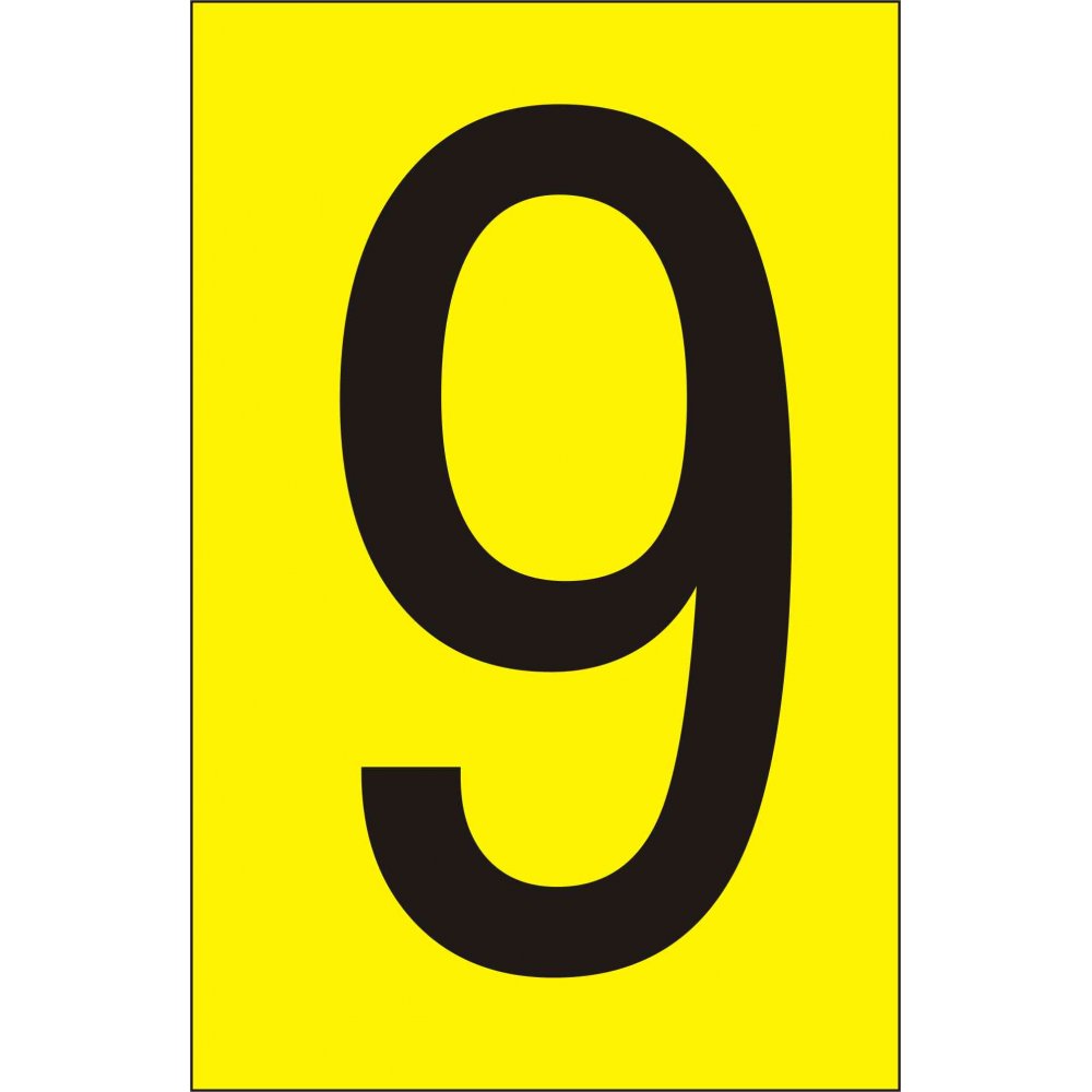50mm Yellow Vinyl - Character '9' (Pack of 10)