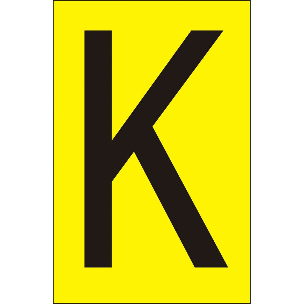 50mm Yellow Vinyl - Character 'K' (Pack of 10)