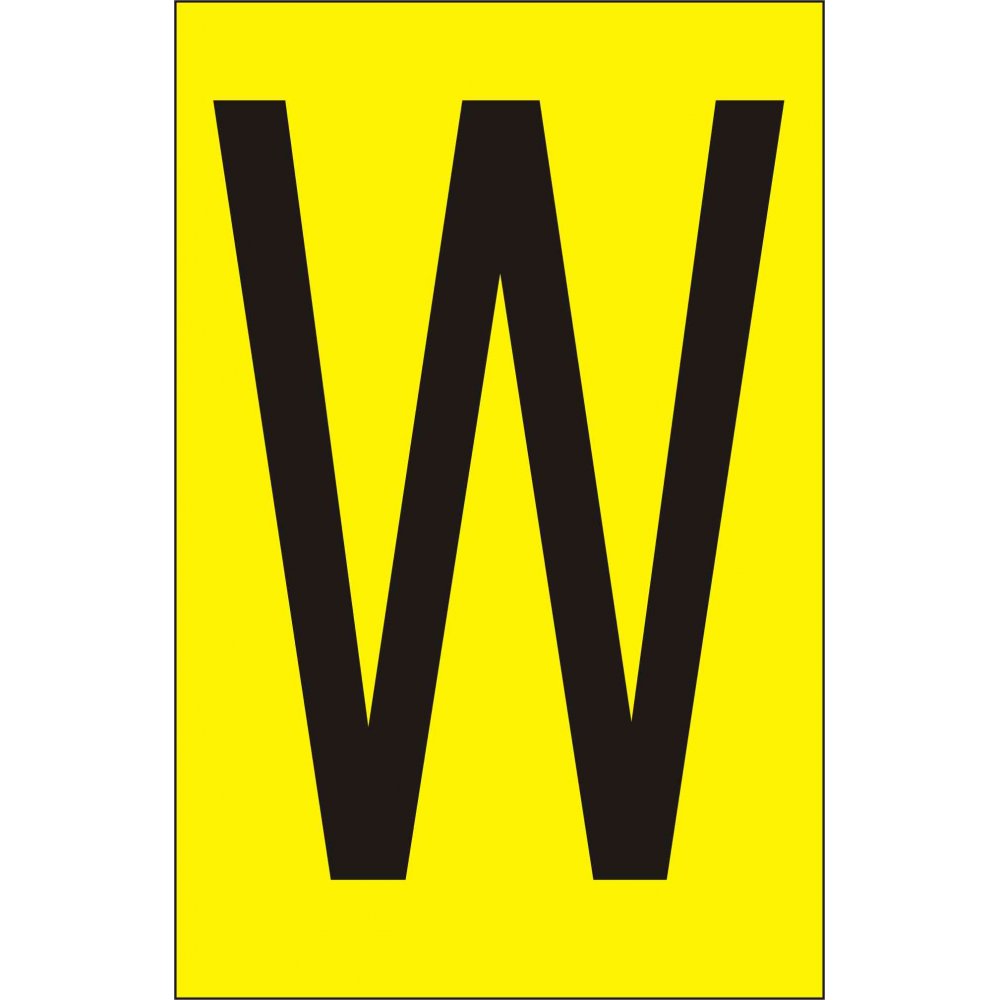 75mm Yellow Vinyl - Character 'W' (Pack of 10)