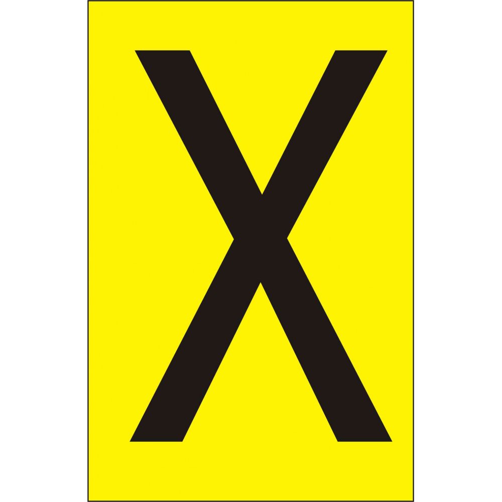 75mm Yellow Vinyl - Character 'x' (Pack of 10)