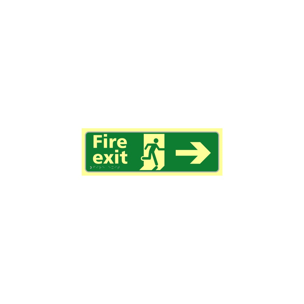 Fire exit man running arrow right - TaktylePh (450 x 150mm)