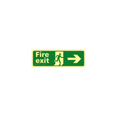 Fire exit man running arrow right - TaktylePh (450 x 150mm)