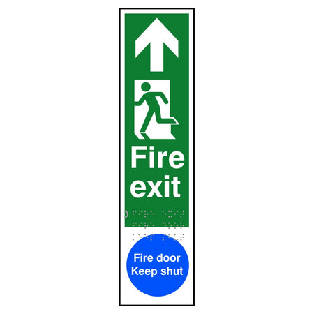 Fire exit man left arrow up / Fire door Keep shut - Taktyle (75 x 300mm)