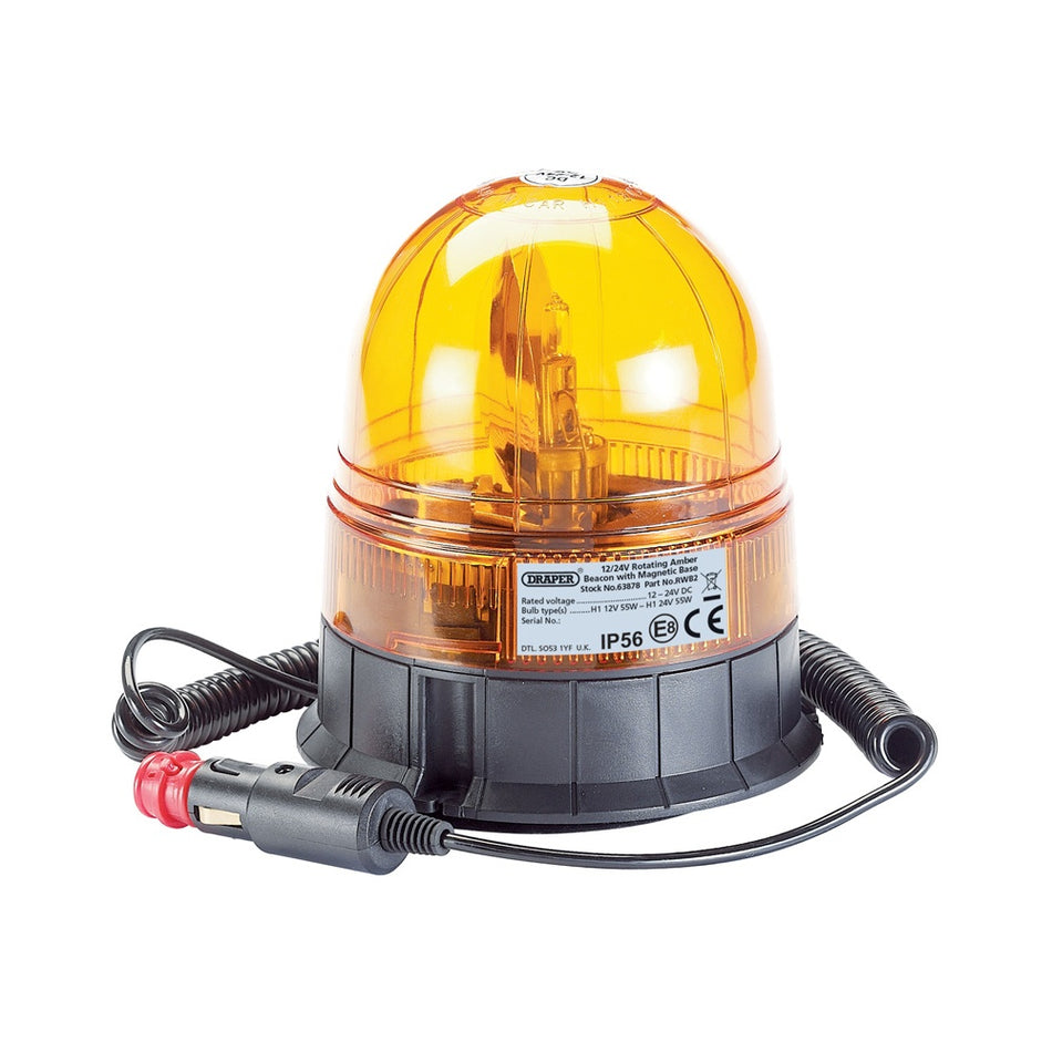 DRAPER 12/24V Magnetic Base Rotating Beacon: Model No.RWB2