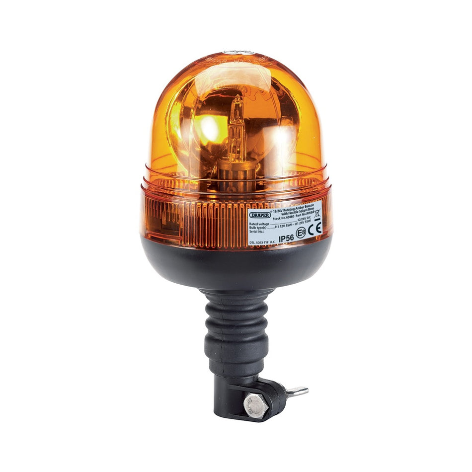 DRAPER 12/24V Flexible Spigot Base Rotating Beacon: Model No.RWB4