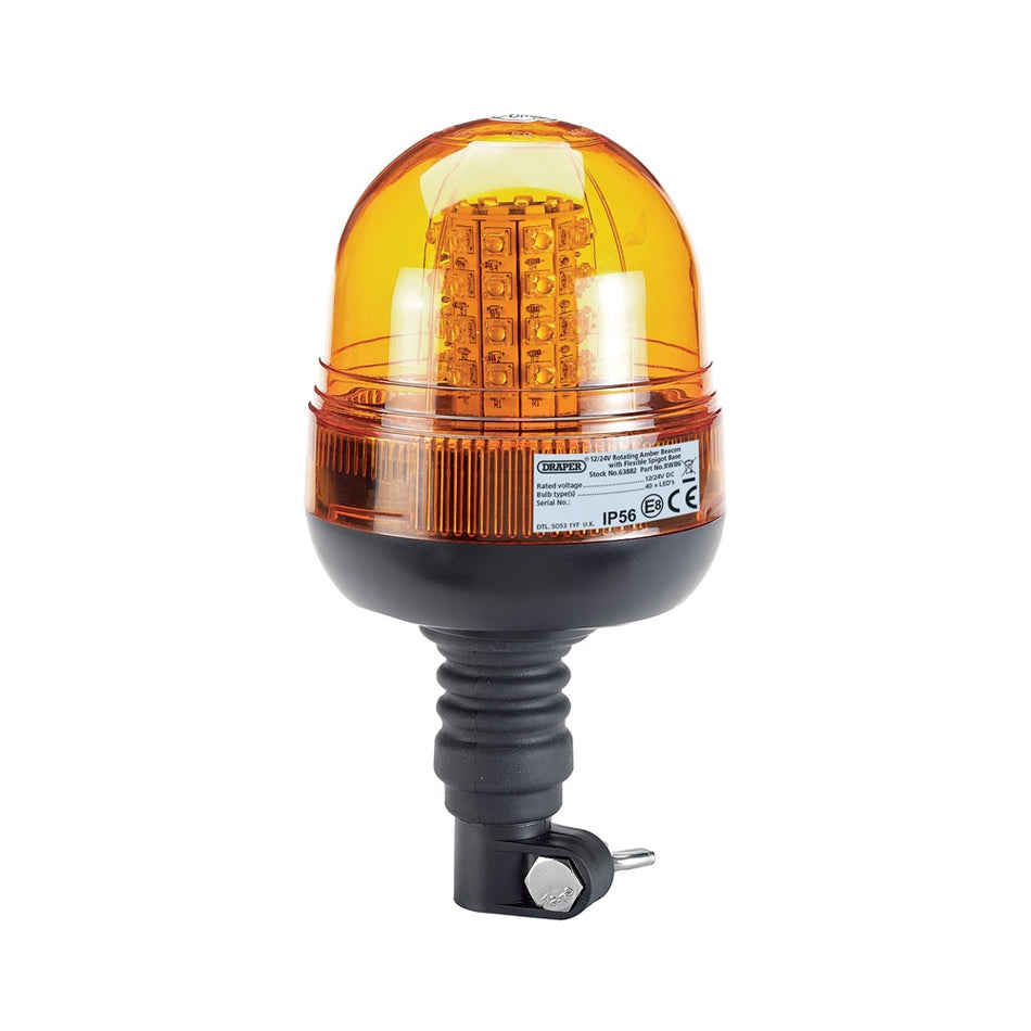 DRAPER 12/24V Flexible Spigot Base LED Beacon: Model No.RWB6