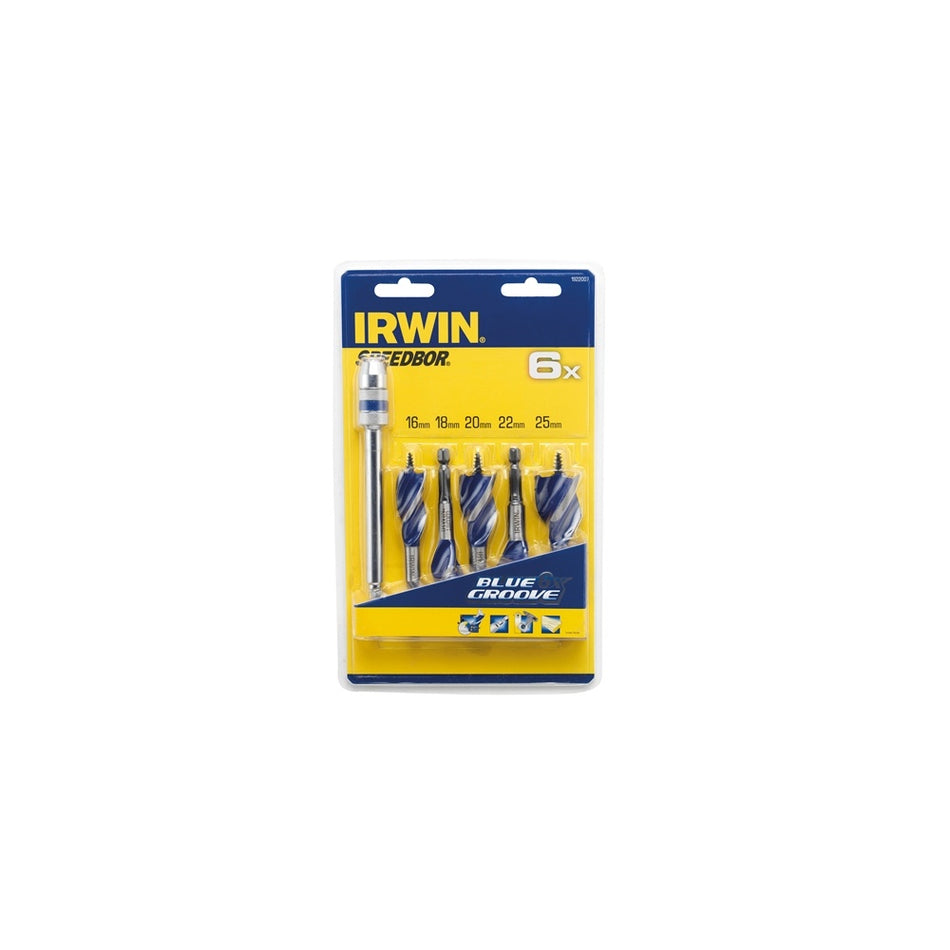 6X Blue Groove Stubby Wood Bit Set 5Pc