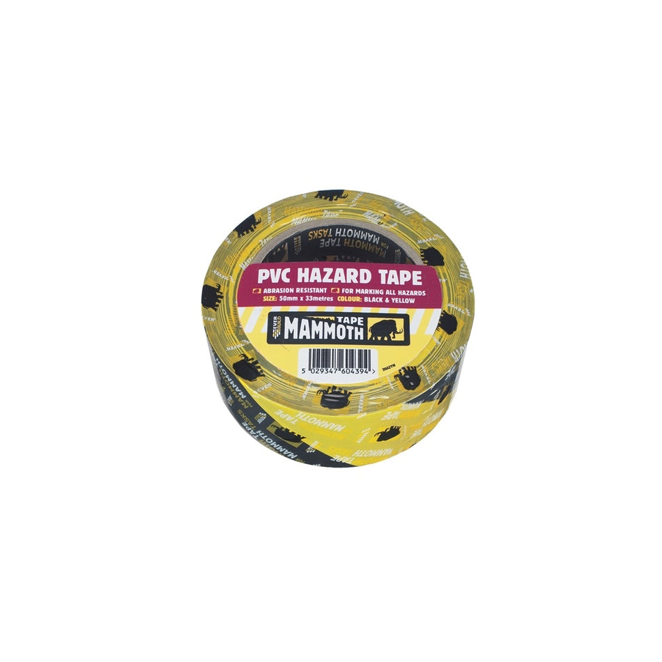 Everbuild PVC Hazard Tape Black / Yellow 50mm x 33m