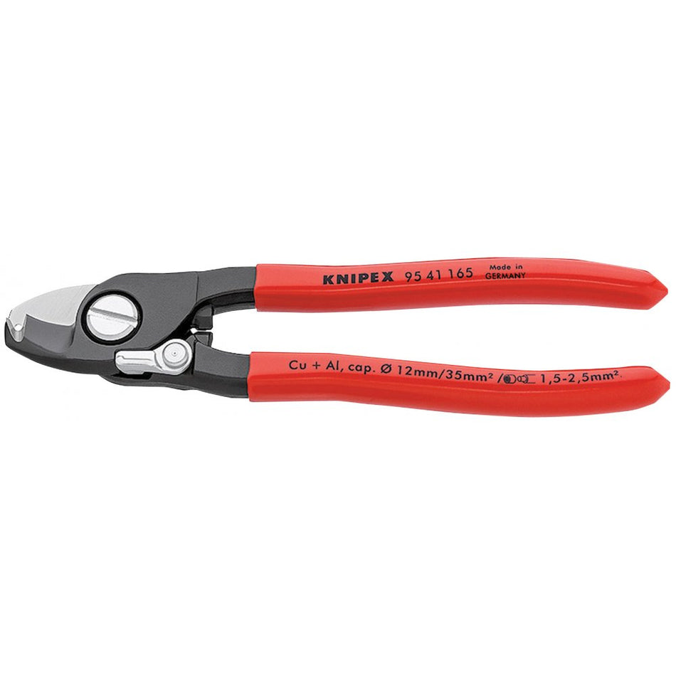 Knipex 165mm Copper or Aluminium Only Cable Shear with Sprung Handles : Model No.95 41 165SBE
