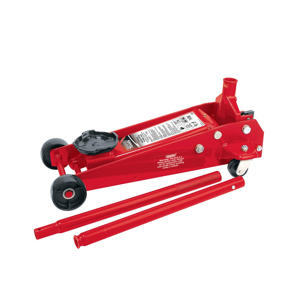 DRAPER 3 tonne Red Heavy Duty Garage Trolley Jack : Model No.TJ3HD/BR