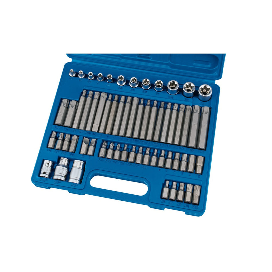 DRAPER Expert 61 Piece 3/8, 1/2" Sq. Dr. Mechanics Socket and Bit Set : Model No.MH61PRO/B