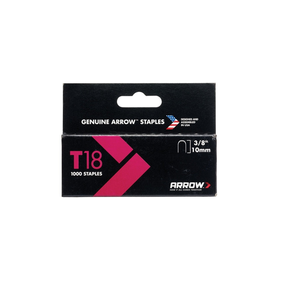 ArrowT18 Staples 10mm (3/8in) Box 1000 Model No- A186