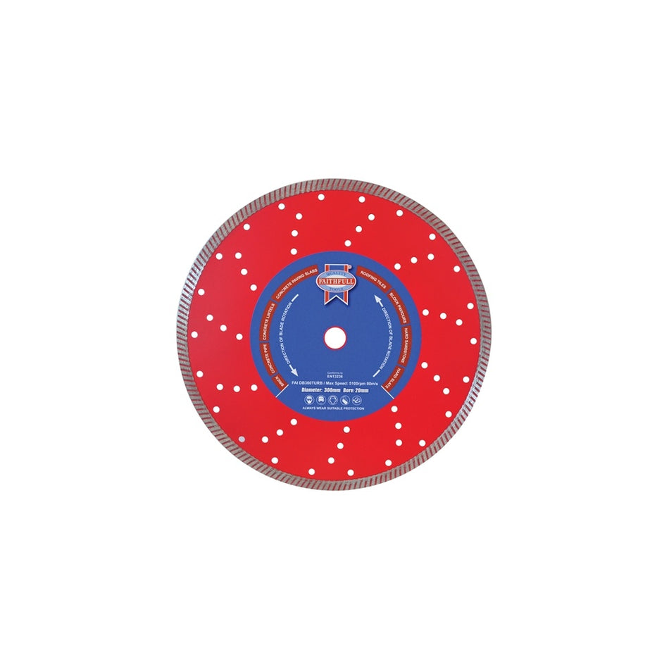 FaithfullTurbo Cut Diamond Blade 300mm x 20mm Model No- GPT30020