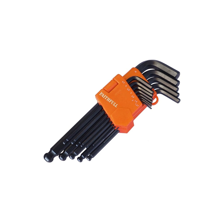 Faithfull Ball End Hexagon Key Long Arm Set of 13 Metric (1.3-10mm)