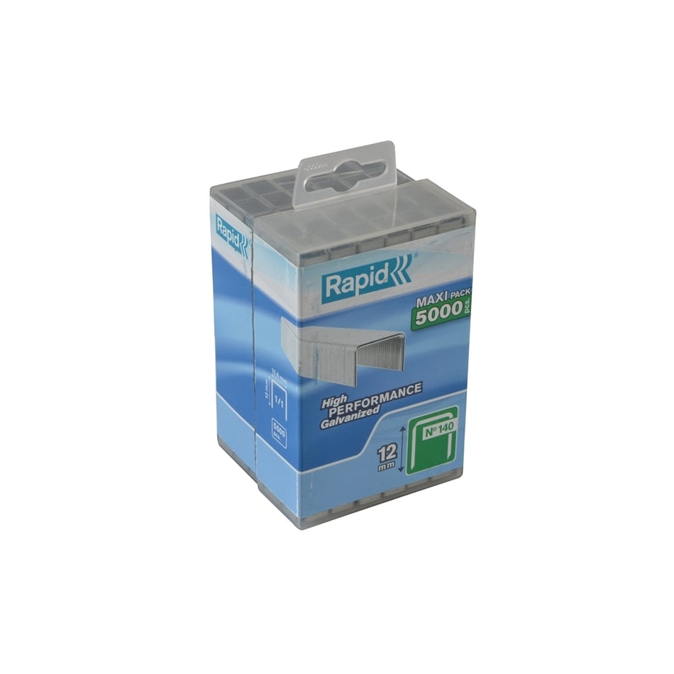 Rapid 140/12 12mm Galvanised Staples Poly Pack 5000