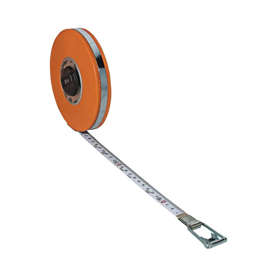 Richter 20m/66ft Decimal Feet White Enamelled Steel Tape - 13mm Wide