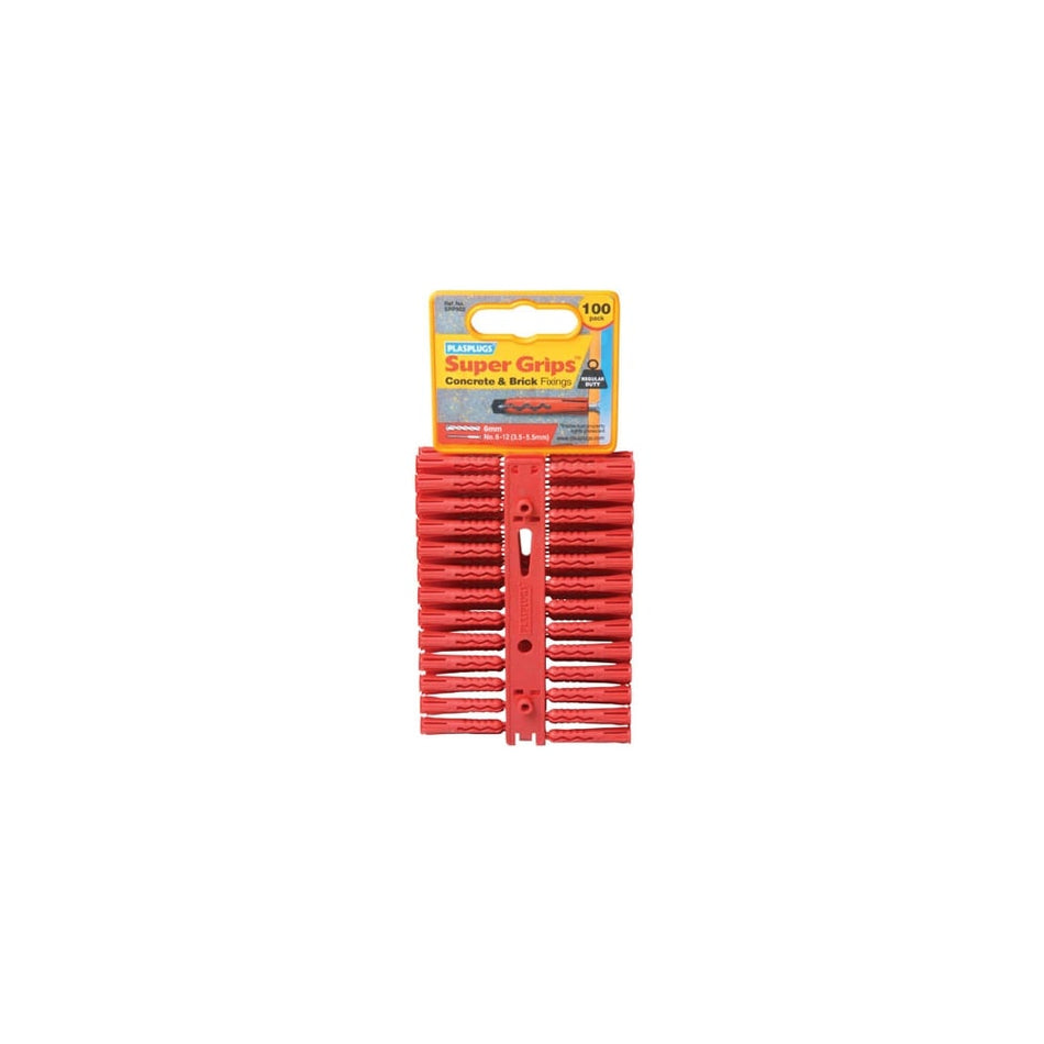 Plasplugs SRP 502 Solid Wall Super Grips? Fixings Red (100)