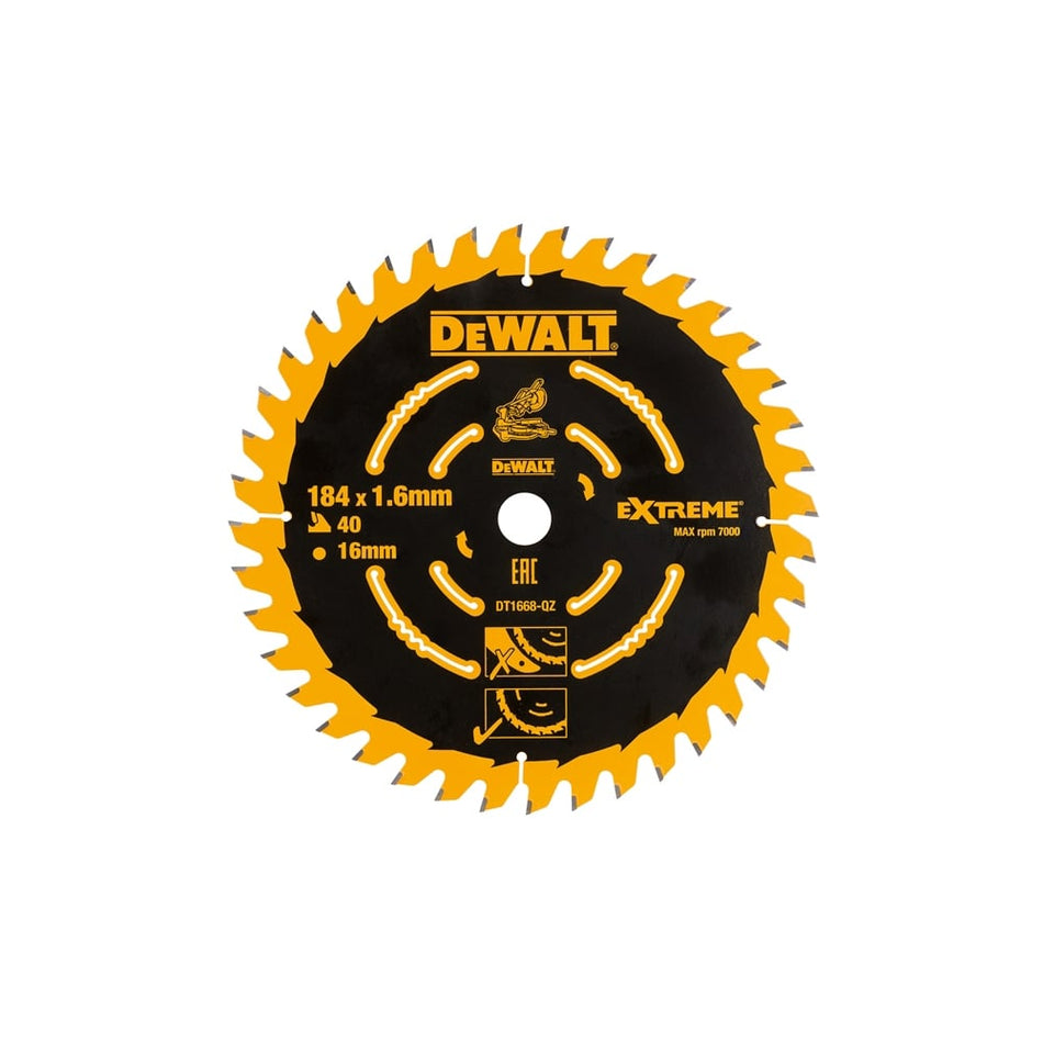 Cordless Mitre Saw Blade For DCS365 184 x 16mm x 40T Coarse