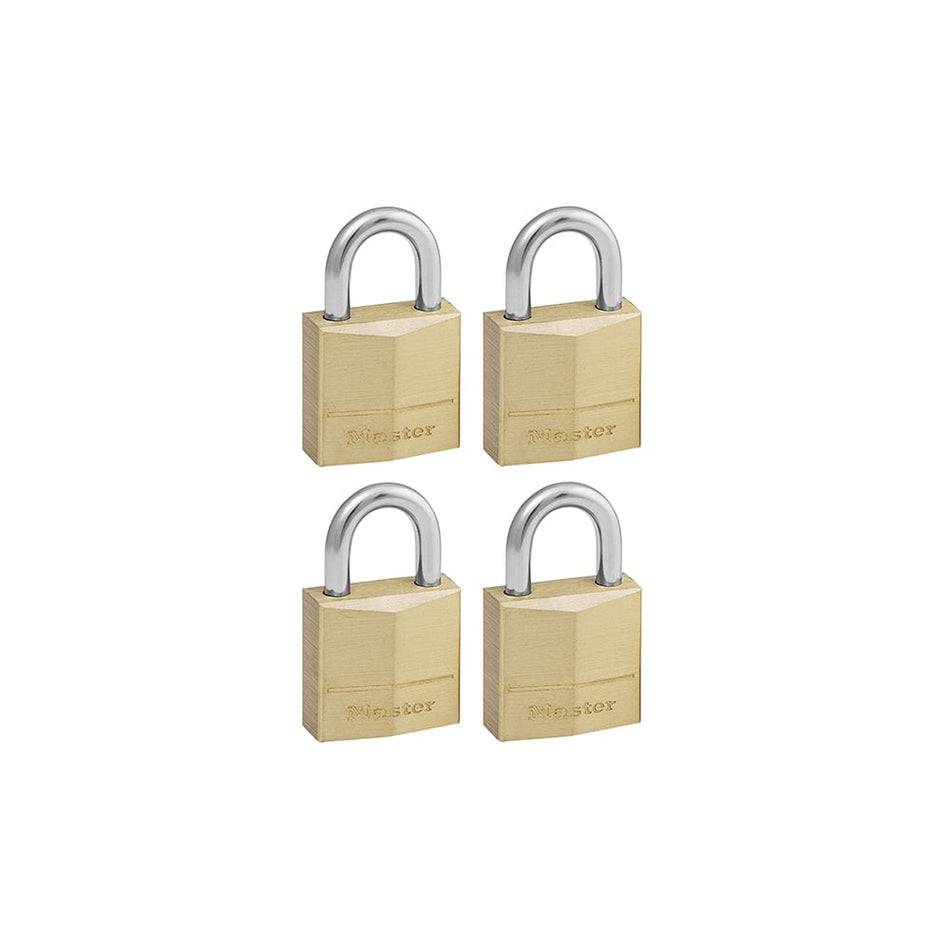 Master Lock Solid Brass 20mm Padlock 3 Pin - Keyed Alike x 4