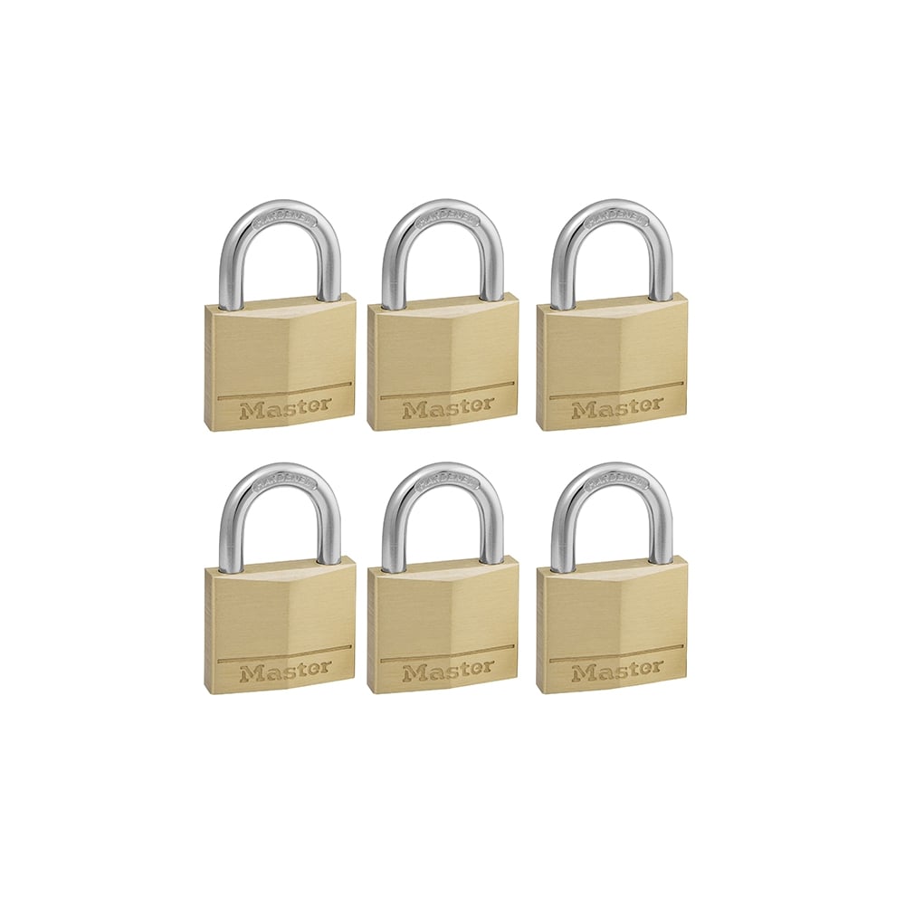 Master Lock Solid Brass 40mm Padlock 4 Pin - Keyed Alike x 6