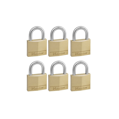 Master Lock Solid Brass 40mm Padlock 4 Pin - Keyed Alike x 6