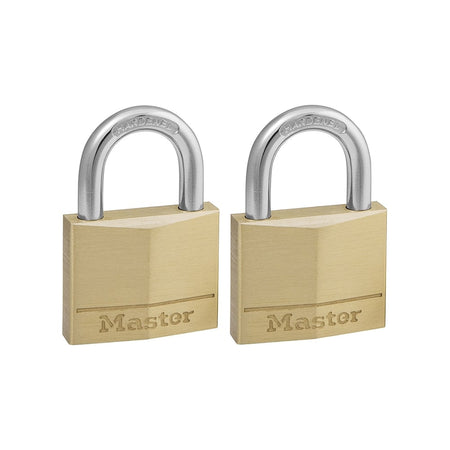 Master Lock Solid Brass 40mm Padlock 4 Pin - Keyed Alike x 2