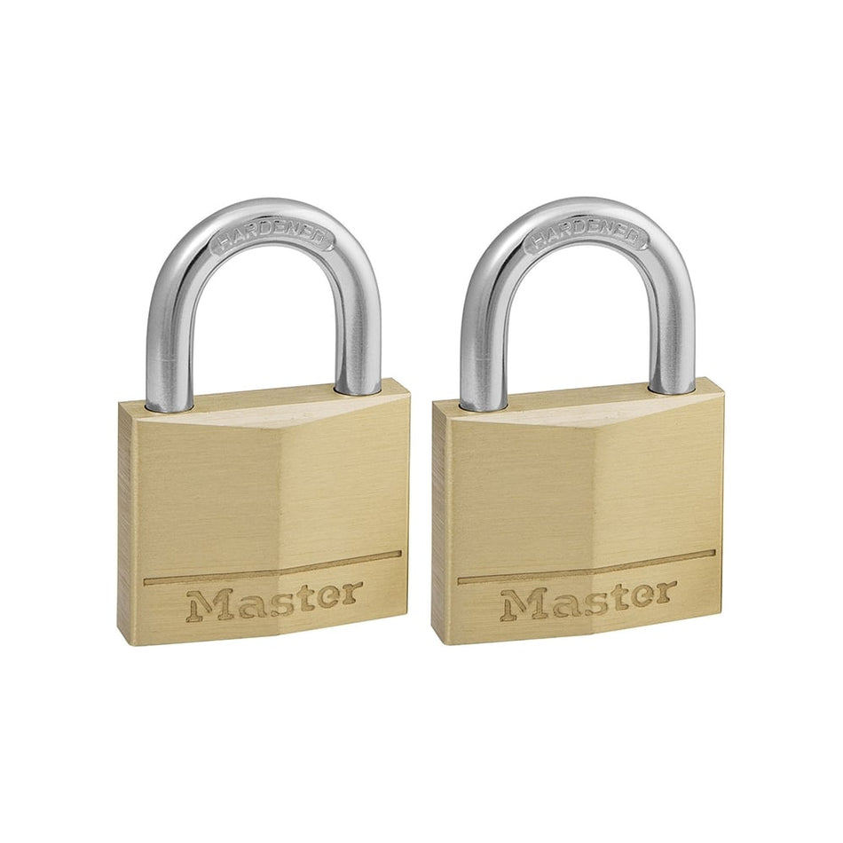 Master Lock Solid Brass 40mm Padlock 4 Pin - Keyed Alike x 2