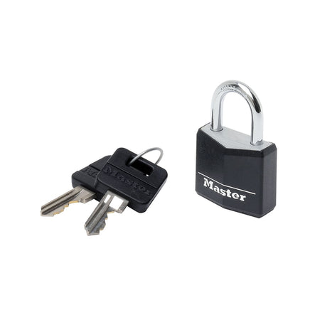 Master Lock Aluminium Black Vinyl Cover 30mm Padlock 4 Pin