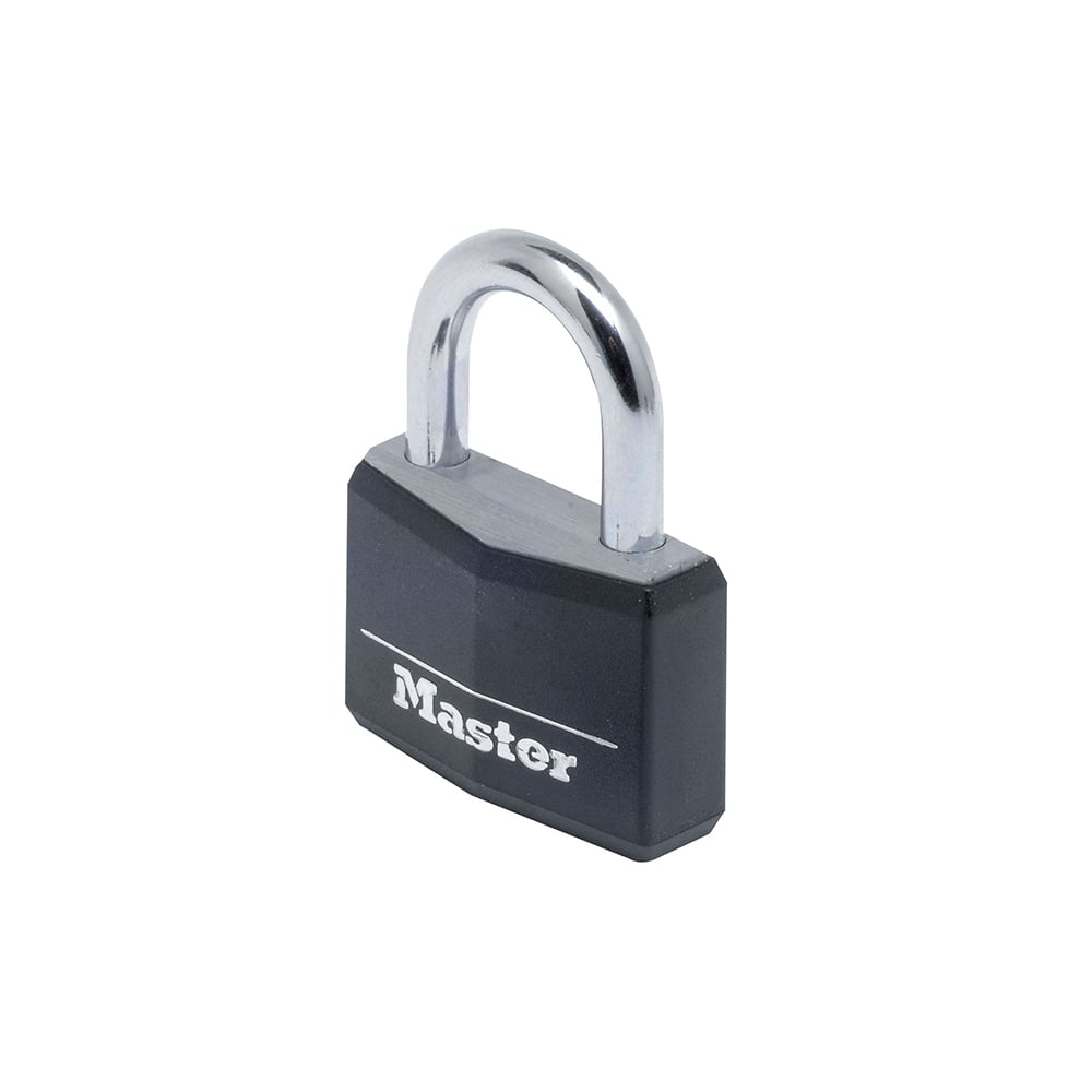Master Lock Aluminium Black Vinyl Cover 40mm Padlock 4 Pin