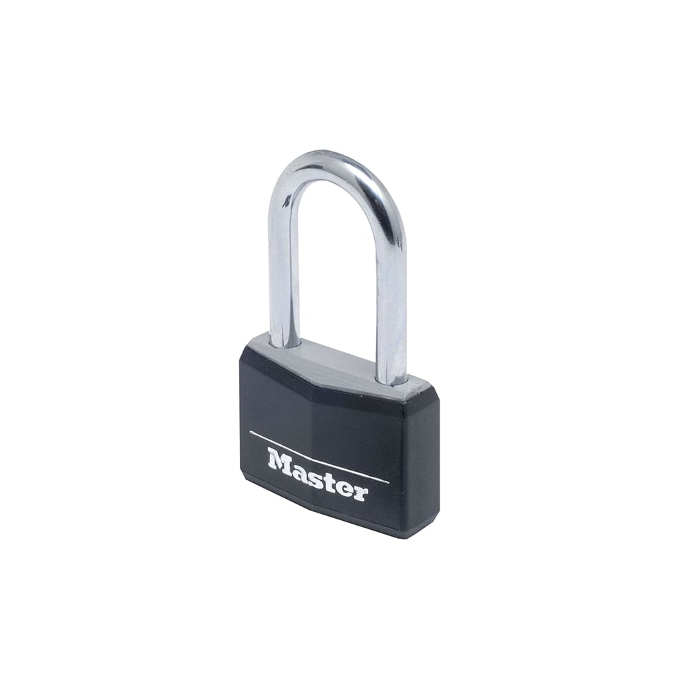 Master Lock Aluminium Black Vinyl Cover 40mm Padlock 4 Pin - 38mm Shackle