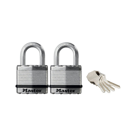 Master Lock Excell Laminated Steel 45mm Padlock - 24mm Shackle - Keyed Alike x 2