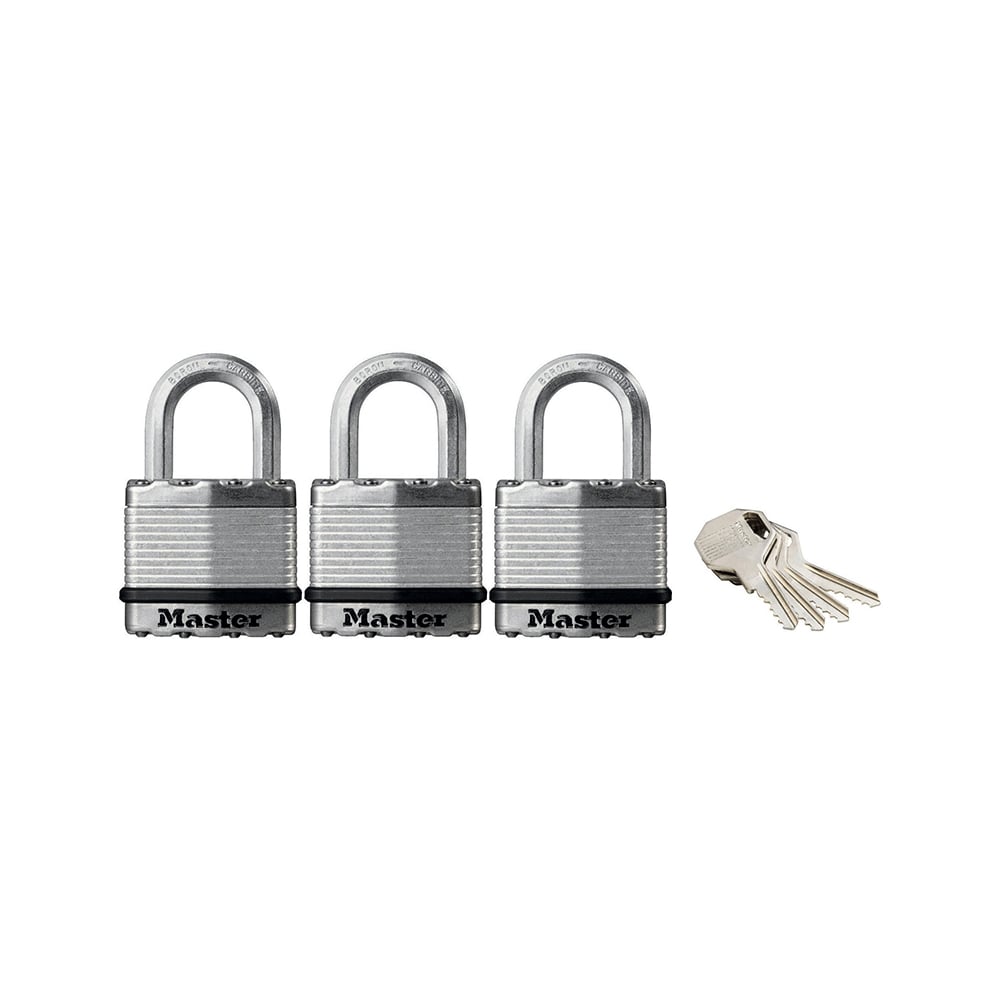 Master Lock Excell Laminated Steel 45mm Padlock - 24mm Shackle - Keyed Alike x 3