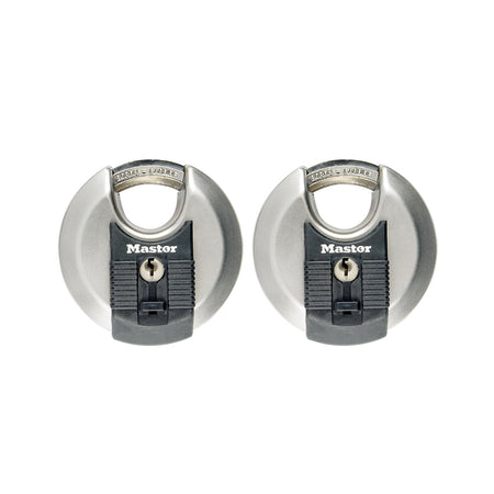 Master Lock Excell Stainless Steel Discus 70mm Padlock Keyed Alike x 2