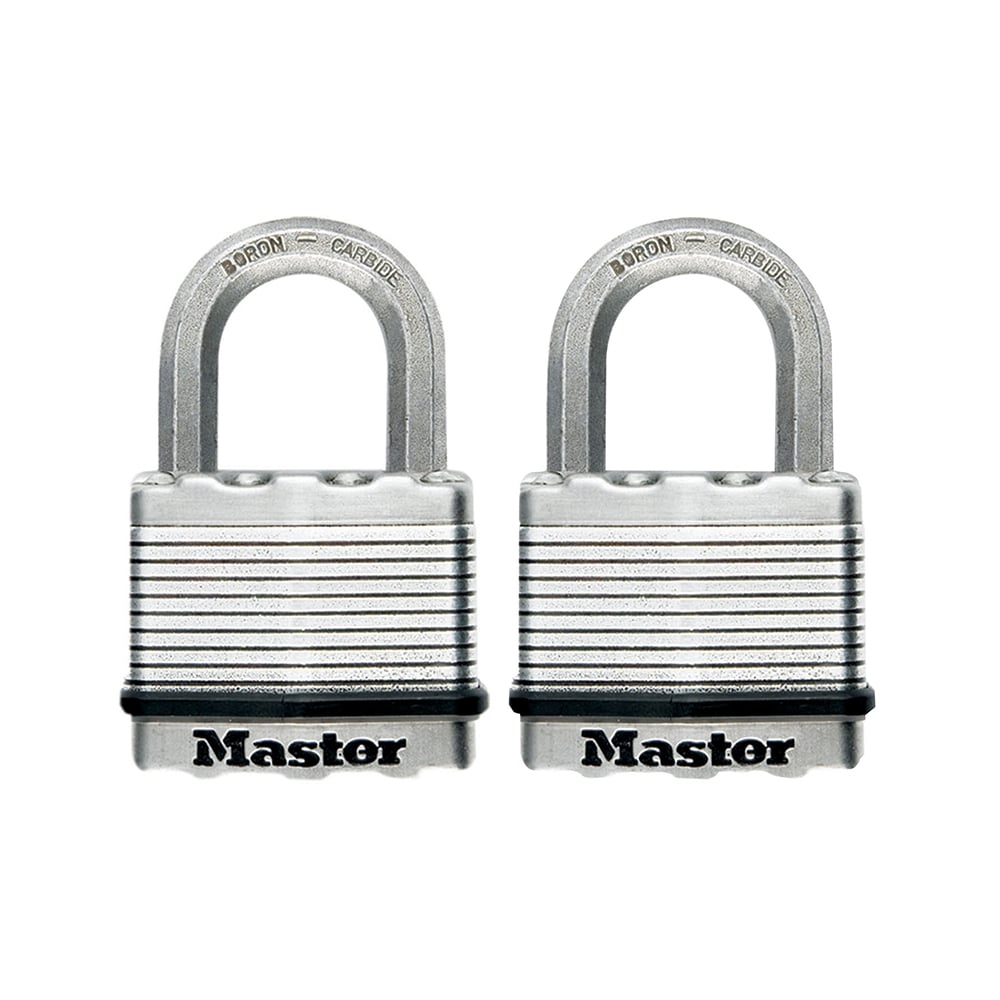 Master Lock Excell Laminated Steel 50mm Padlock - 25mm Shackle - Keyed Alike x 2