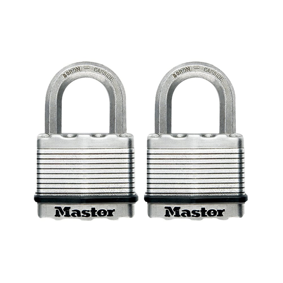 Master Lock Excell Laminated Steel 50mm Padlock - 25mm Shackle - Keyed Alike x 2