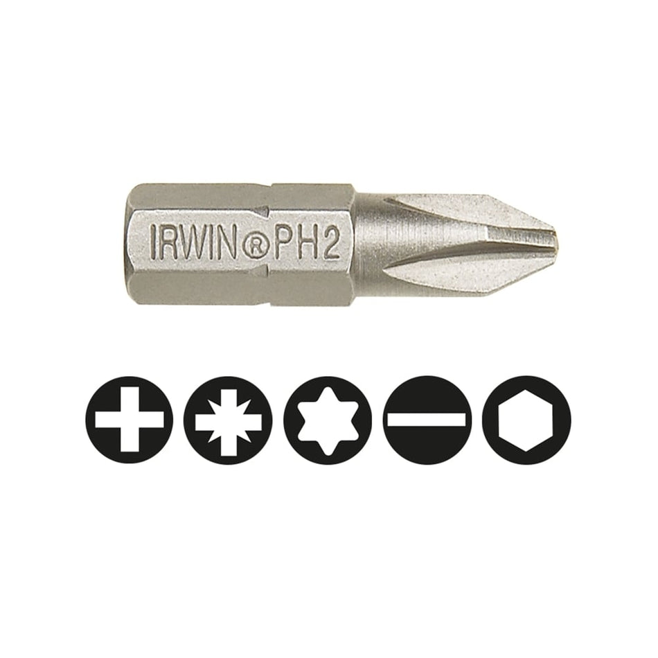 IRWIN Screwdriver Bits Phillips PH2 25mm Pack of 10