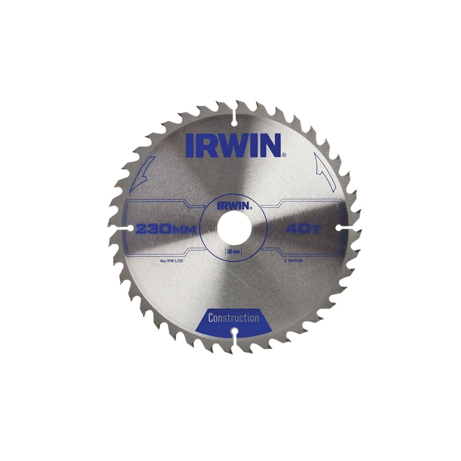 IRWIN Circular Saw Blade 230 x 30mm x 40T ATB