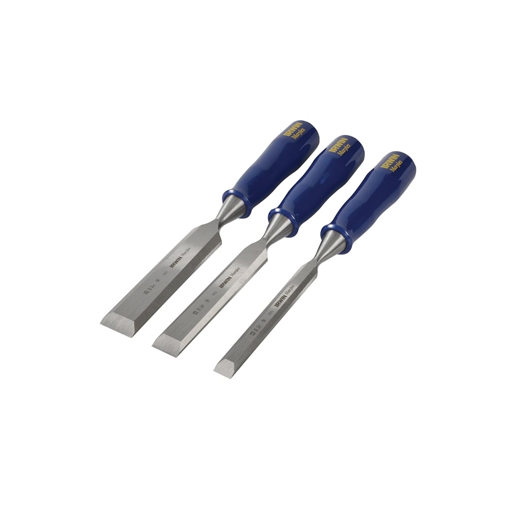 IRWIN Marples M444 Bevel Edge Chisel Blue Chip Handle Set 3: 12, 18 & 25mm