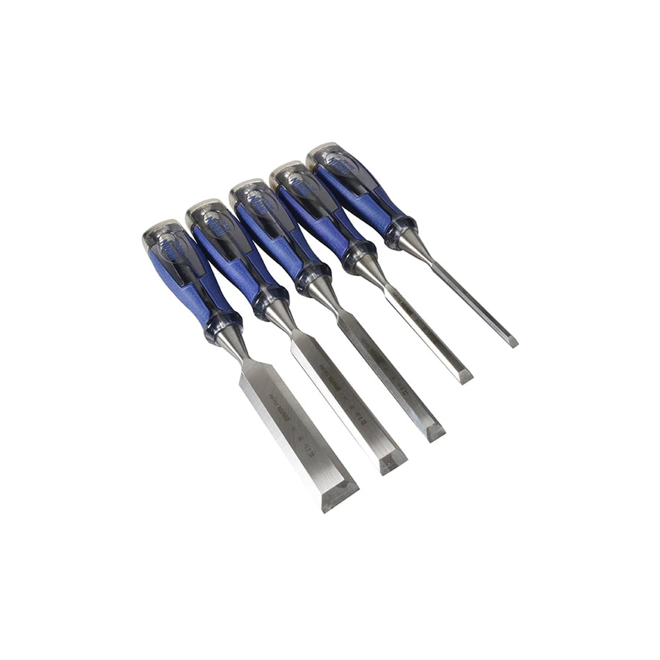 IRWIN Marples M750 Bevel Edge Chisel Splitproof Soft Touch Set 5: 6, 10, 13, 19 & 25mm