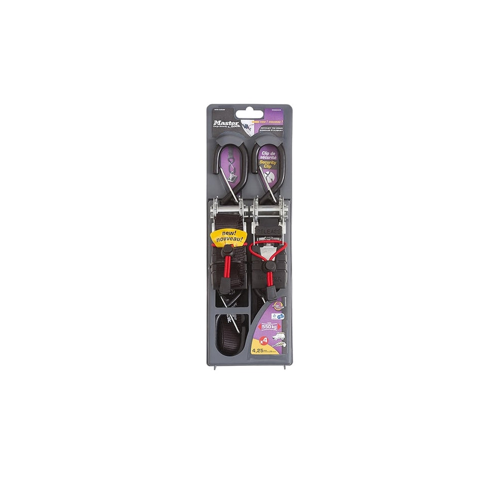 Master Lock Ratchet Tie Down with S Hooks 4.25m (Pack of 2)