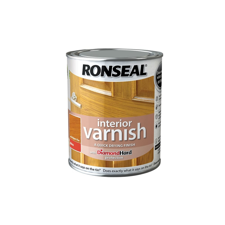 Ronseal Interior Varnish Quick Dry Gloss Antique Pine 750ml