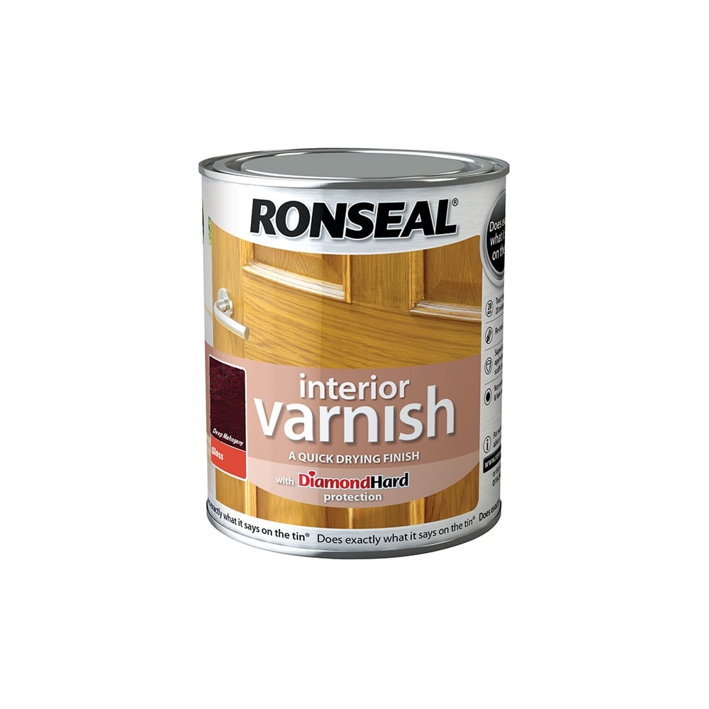 Ronseal Interior Varnish Quick Dry Gloss Deep Mahogany 750ml