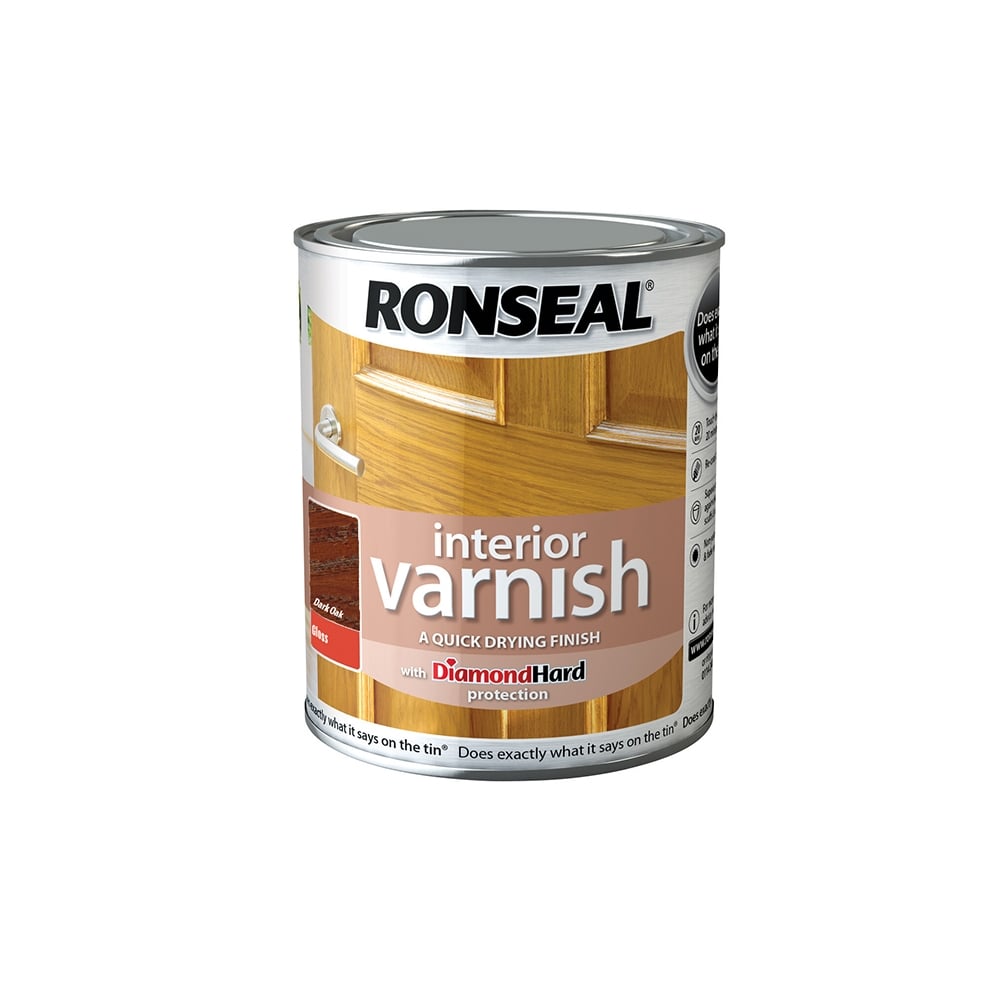 Ronseal Interior Varnish Quick Dry Gloss Dark Oak 250ml