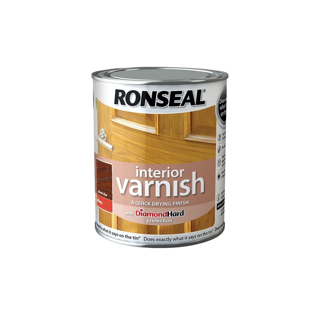 Ronseal Interior Varnish Quick Dry Gloss Dark Oak 750ml